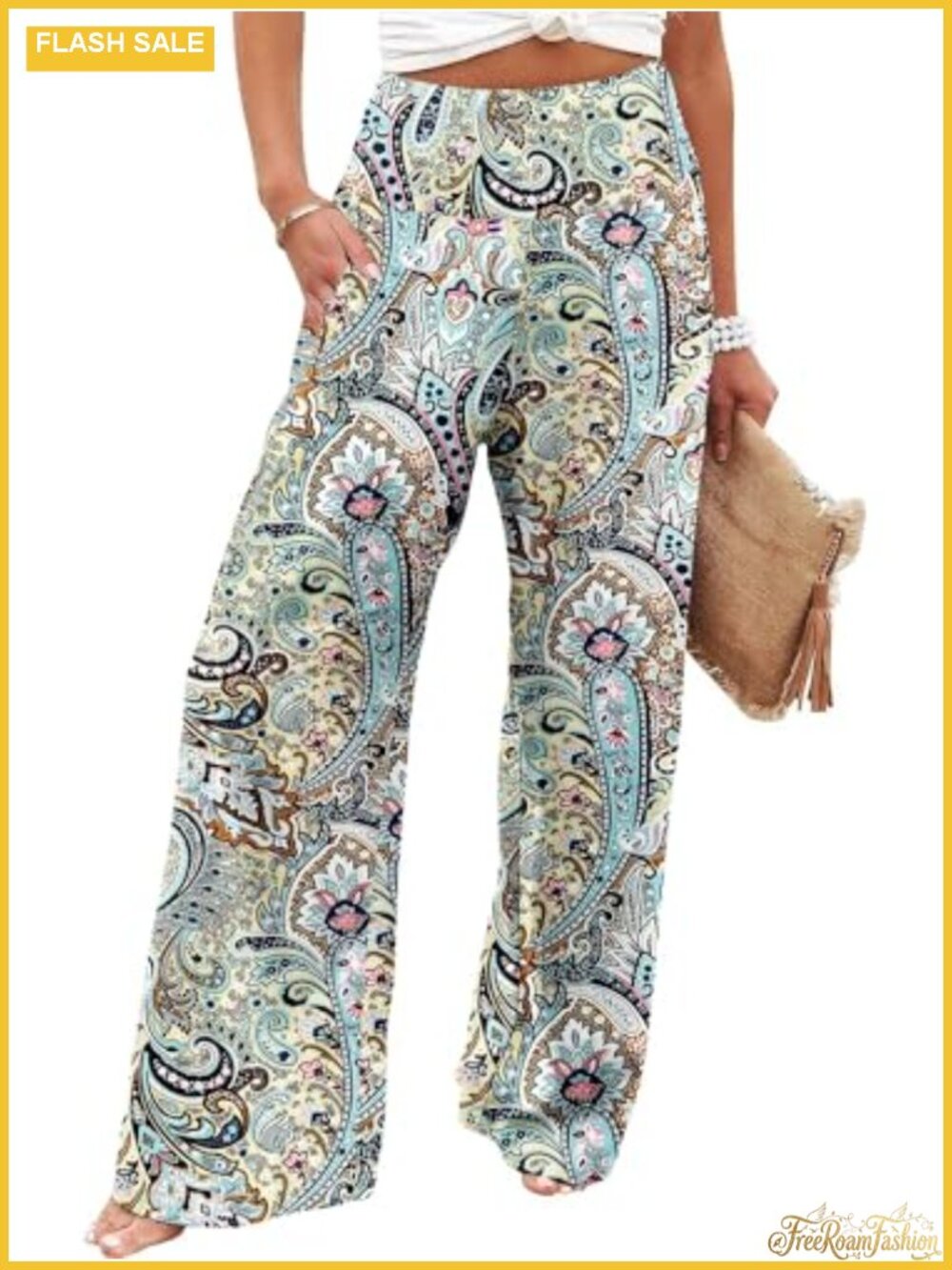 High Waist Wide Leg Palazzo Lounge Pants with Pockets